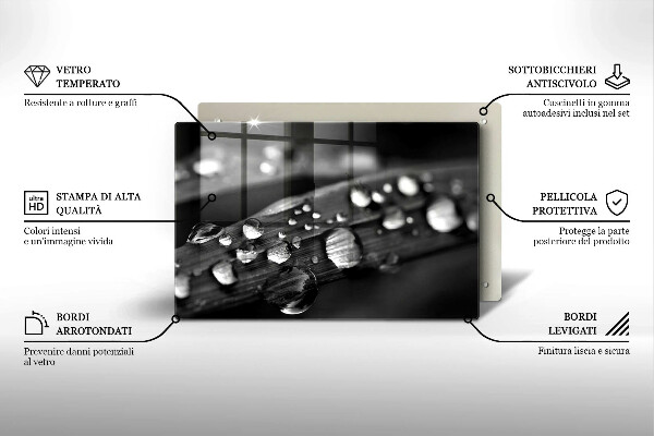 Worktop saver Drops of dew on the leaves