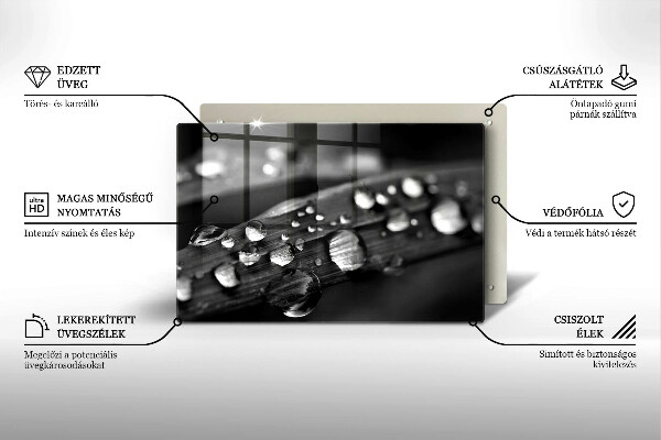 Worktop saver Drops of dew on the leaves