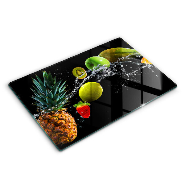 Chopping board glass Fruits in water