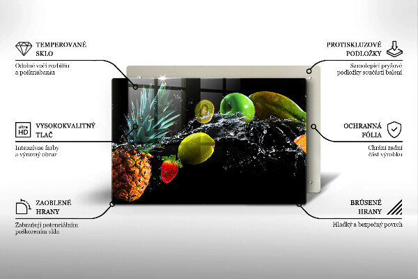 Chopping board glass Fruits in water