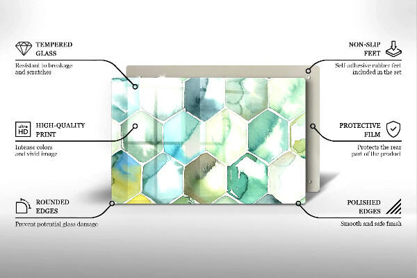 Cutting board Watercolor hexagons