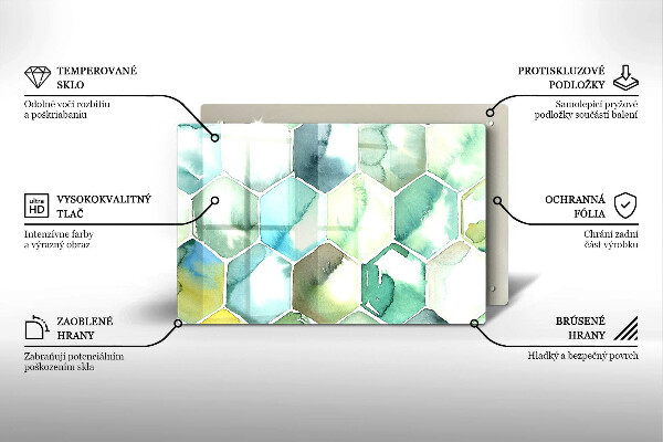 Cutting board Watercolor hexagons