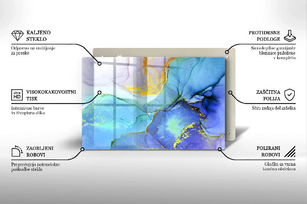 Chopping board glass Cracked stone gold