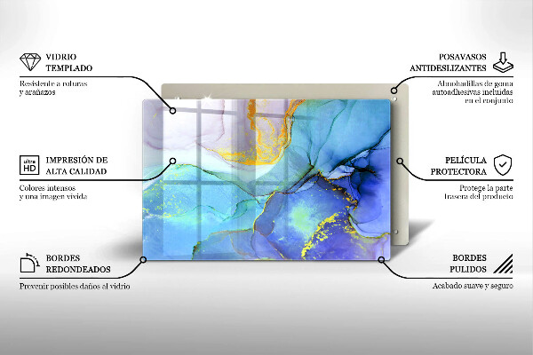 Chopping board glass Cracked stone gold
