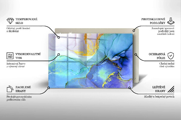 Chopping board glass Cracked stone gold