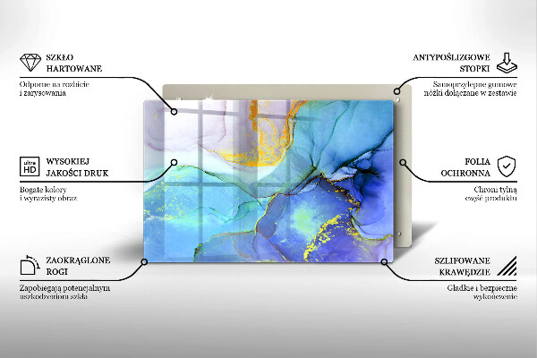 Chopping board glass Cracked stone gold