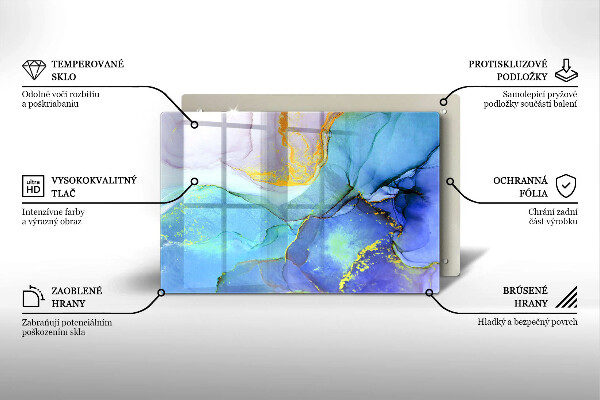 Chopping board glass Cracked stone gold