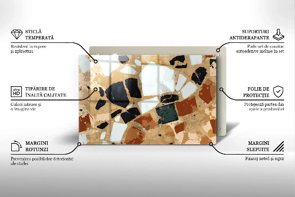 Chopping board glass Decorative stones