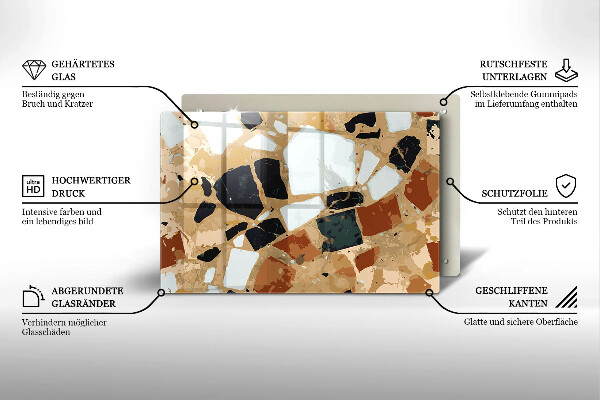 Chopping board glass Decorative stones