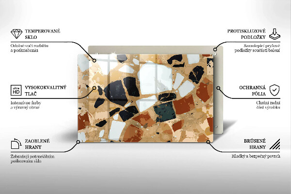 Chopping board glass Decorative stones