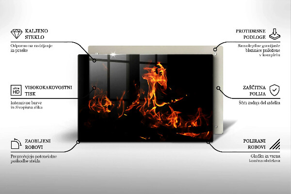 Chopping board glass Fire flame