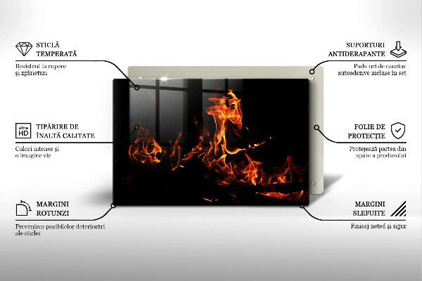 Chopping board glass Fire flame