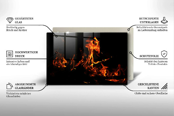 Chopping board glass Fire flame