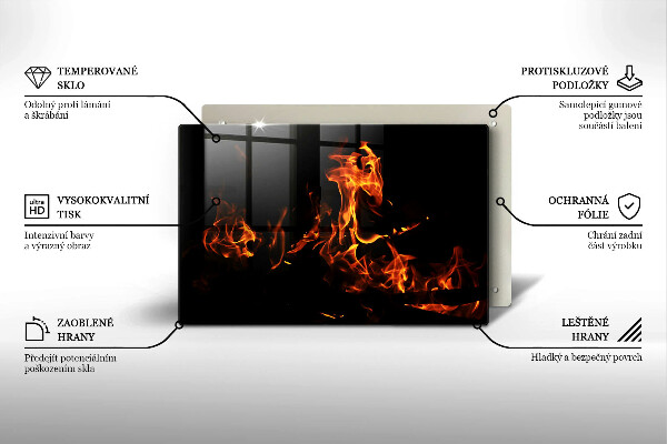 Chopping board glass Fire flame