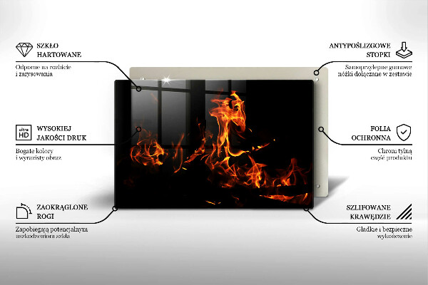 Chopping board glass Fire flame