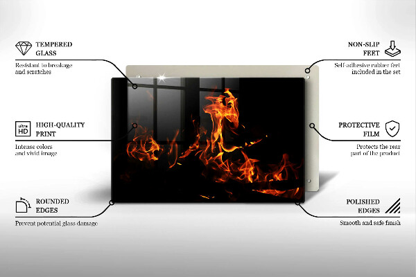 Chopping board glass Fire flame