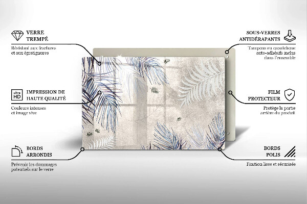 Chopping board glass Subtle leaves