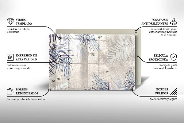 Chopping board glass Subtle leaves