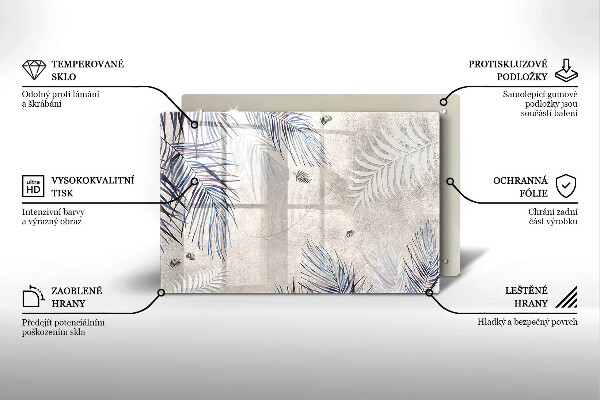 Chopping board glass Subtle leaves