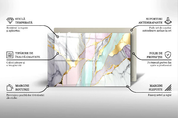 Chopping board glass Pastel marble