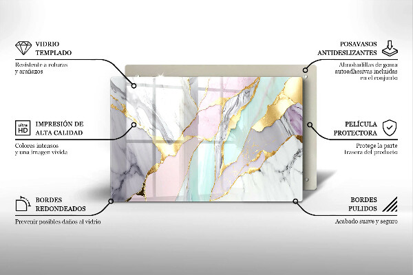 Chopping board glass Pastel marble