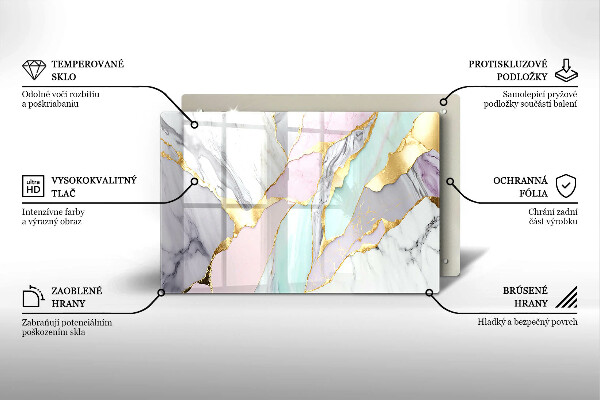 Chopping board glass Pastel marble