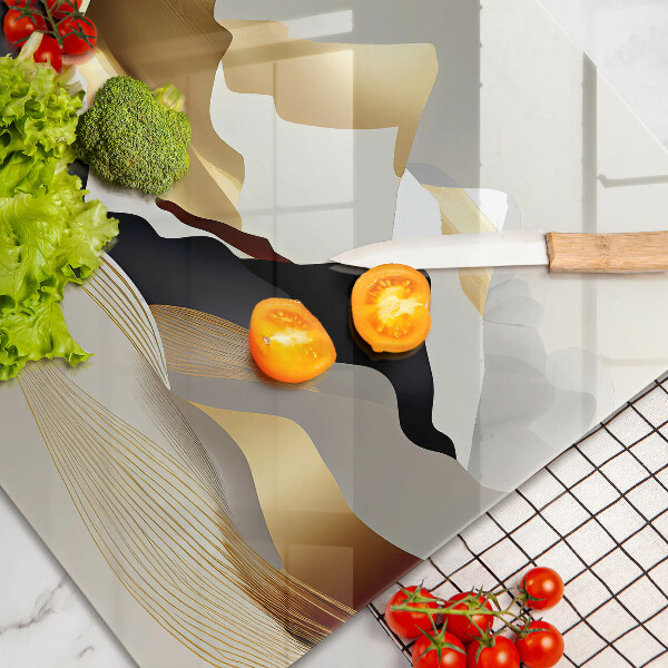 Chopping board glass Abstraction of golden mountains