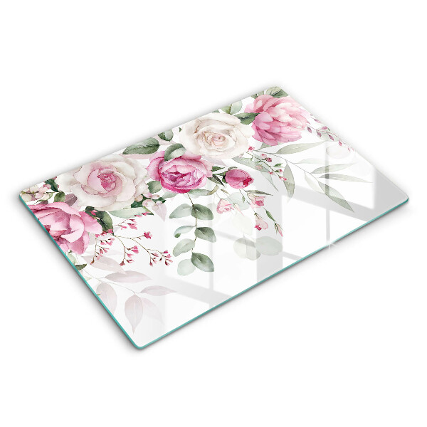 Chopping board glass Watercolor roses