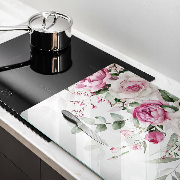 Chopping board glass Watercolor roses