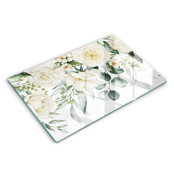 Chopping board glass Watercolor flowers