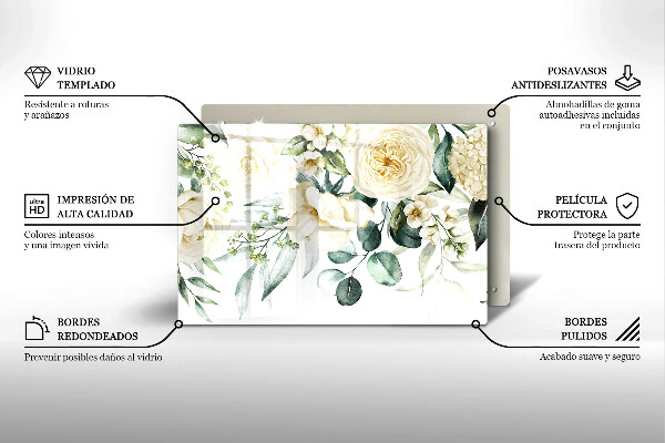 Chopping board glass Watercolor flowers