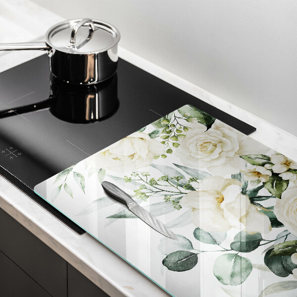 Chopping board glass Watercolor flowers