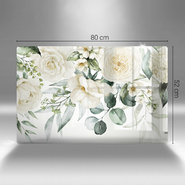Chopping board glass Watercolor flowers