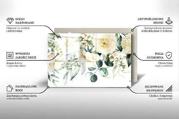 Chopping board glass Watercolor flowers