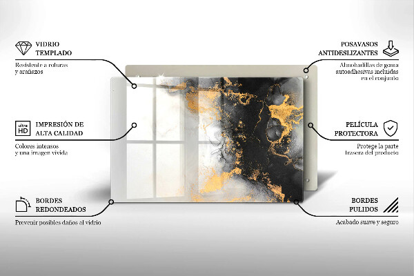 Chopping board glass Abstraction with gold