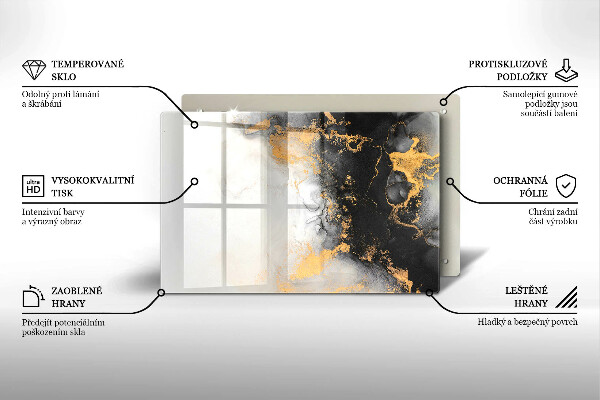 Chopping board glass Abstraction with gold