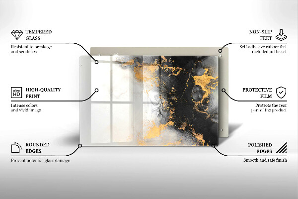 Chopping board glass Abstraction with gold