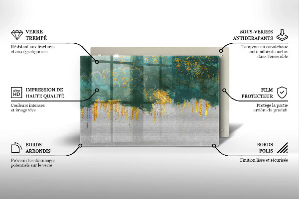 Chopping board glass Abstraction with gold