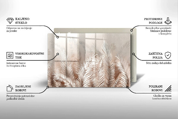 Chopping board glass Boho leaf vegetation