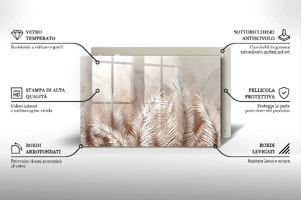 Chopping board glass Boho leaf vegetation