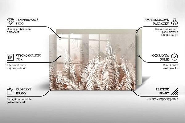 Chopping board glass Boho leaf vegetation