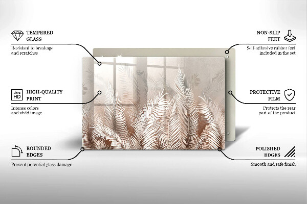 Chopping board glass Boho leaf vegetation