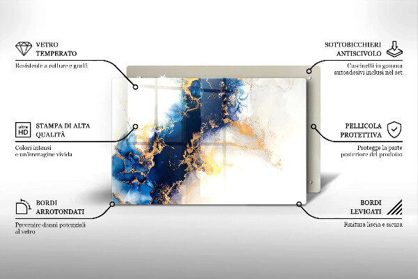 Chopping board glass Abstraction with blue