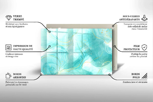 Cutting board Blue-gold abstraction