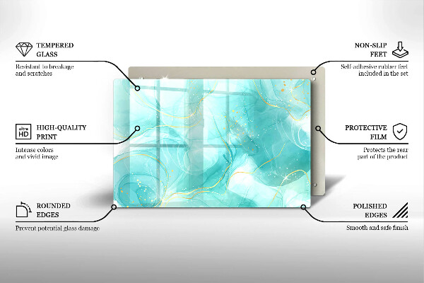 Cutting board Blue-gold abstraction