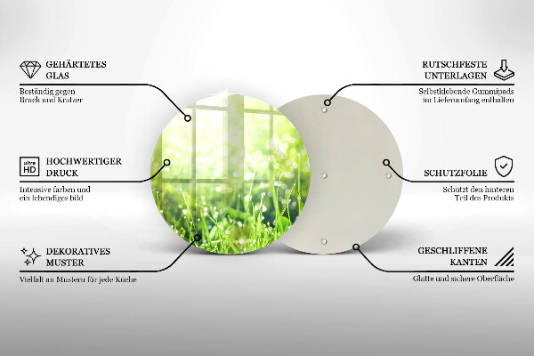 Chopping board glass Nature - grass and dew