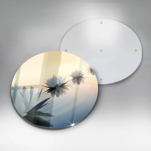 Chopping board glass Lilie flowers on the water