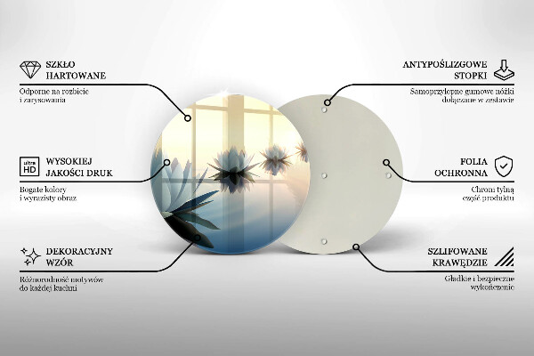 Chopping board glass Lilie flowers on the water