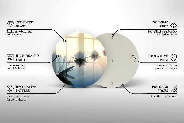 Chopping board glass Lilie flowers on the water