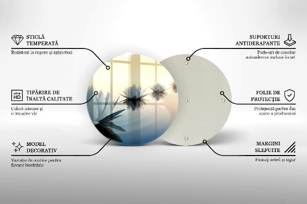 Chopping board glass Lilie flowers on the water